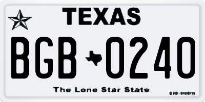 TX license plate BGB0240