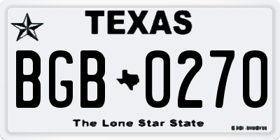 TX license plate BGB0270