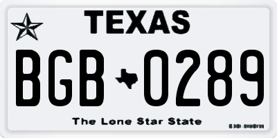 TX license plate BGB0289