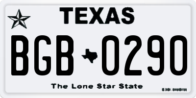 TX license plate BGB0290