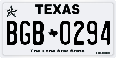 TX license plate BGB0294