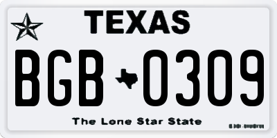 TX license plate BGB0309