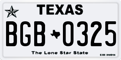 TX license plate BGB0325