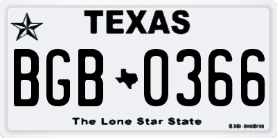 TX license plate BGB0366