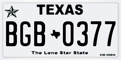 TX license plate BGB0377