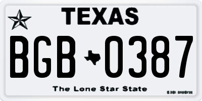 TX license plate BGB0387