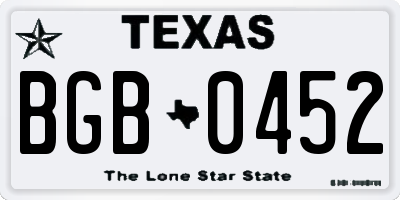 TX license plate BGB0452