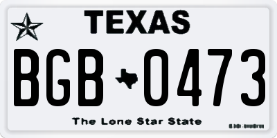 TX license plate BGB0473