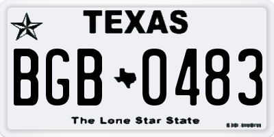 TX license plate BGB0483