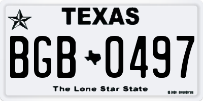 TX license plate BGB0497