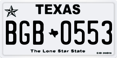TX license plate BGB0553