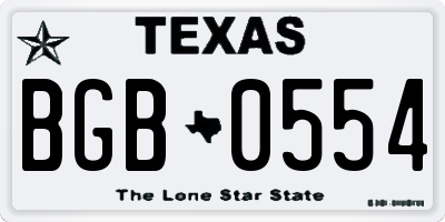 TX license plate BGB0554