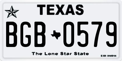 TX license plate BGB0579