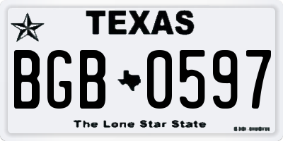 TX license plate BGB0597