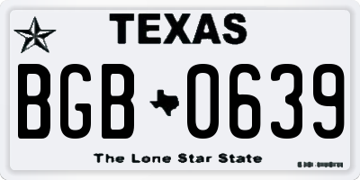 TX license plate BGB0639