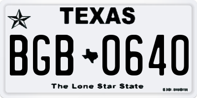 TX license plate BGB0640