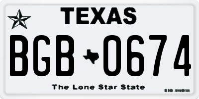 TX license plate BGB0674