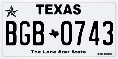 TX license plate BGB0743