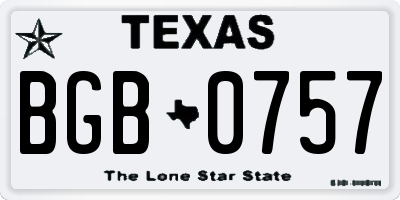 TX license plate BGB0757