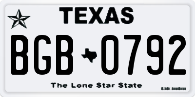 TX license plate BGB0792