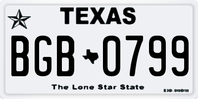 TX license plate BGB0799
