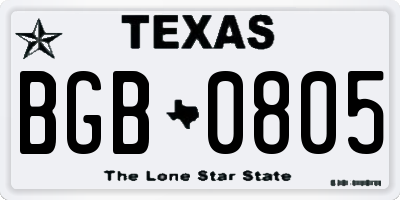 TX license plate BGB0805