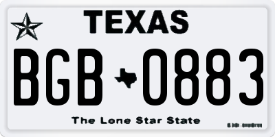 TX license plate BGB0883