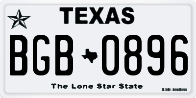 TX license plate BGB0896