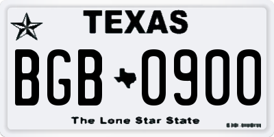 TX license plate BGB0900