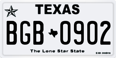 TX license plate BGB0902