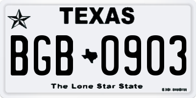 TX license plate BGB0903