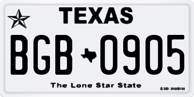 TX license plate BGB0905