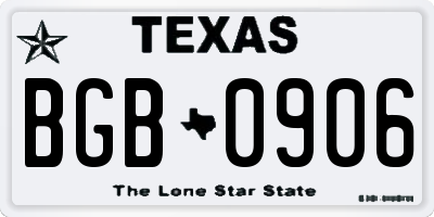 TX license plate BGB0906