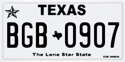 TX license plate BGB0907