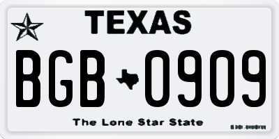 TX license plate BGB0909