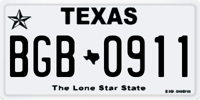 TX license plate BGB0911