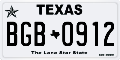 TX license plate BGB0912