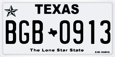 TX license plate BGB0913
