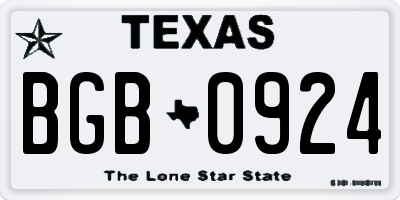 TX license plate BGB0924