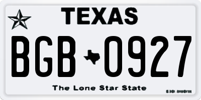 TX license plate BGB0927