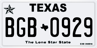 TX license plate BGB0929