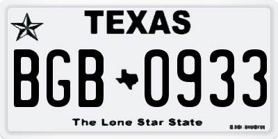 TX license plate BGB0933