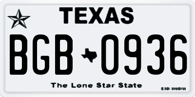 TX license plate BGB0936