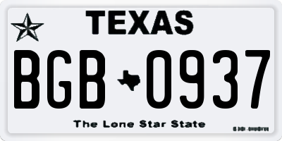 TX license plate BGB0937
