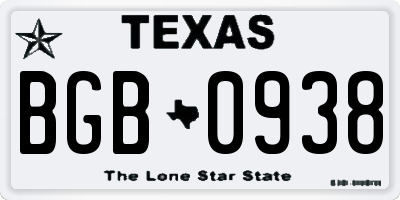 TX license plate BGB0938