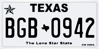 TX license plate BGB0942