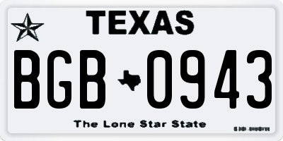 TX license plate BGB0943