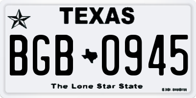 TX license plate BGB0945
