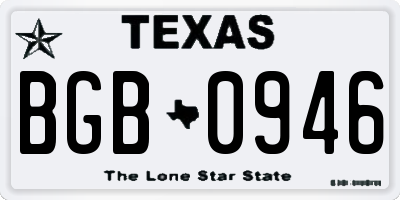 TX license plate BGB0946