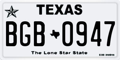 TX license plate BGB0947